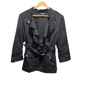 White House Black Market Ruffle Lightweight Jacket Size 8